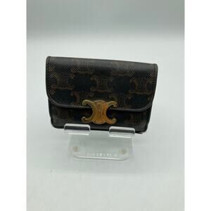 Celine Small Flap Wallet, Canvas- Tan about 4x3 inches